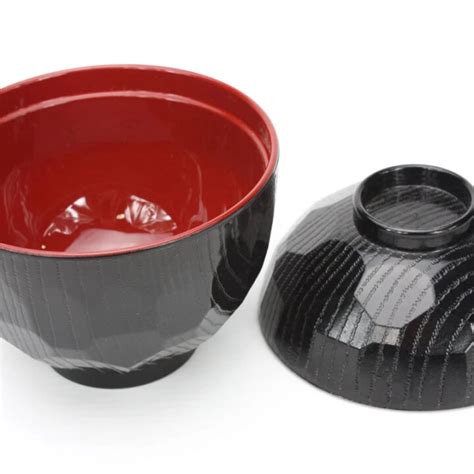 Large Miso Soup Bowl With Lid (Red & Black) Made In Japan