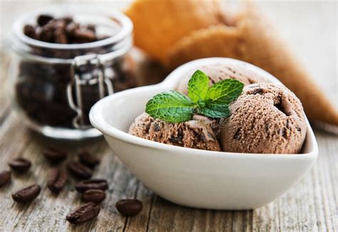 Coffee ice cream stock photo. Image of gelato, closeup - 129144736