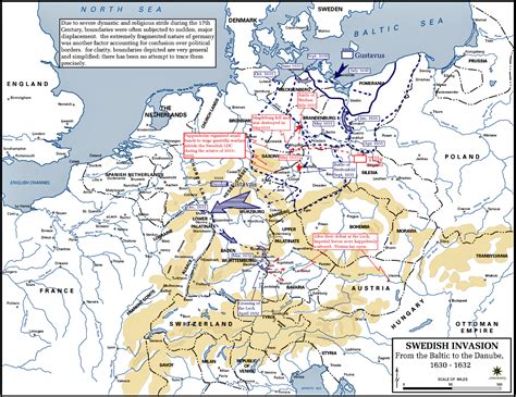 Map of the Thirty Years War: Swedish Invasion 1630