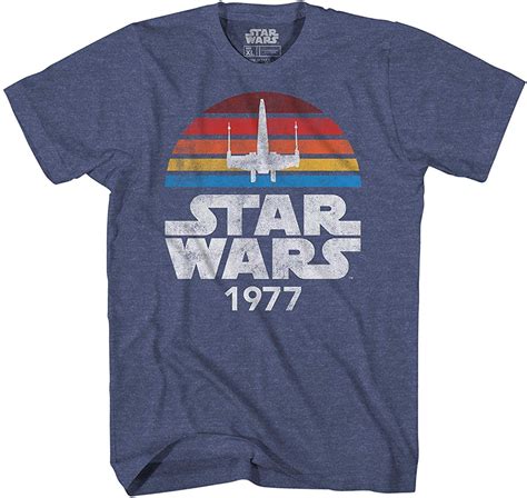 Star Wars - Star Wars 1977 Logo Rainbow Sun X-Wing Classic Retro Vintage Adult Men's Graphic Tee ...