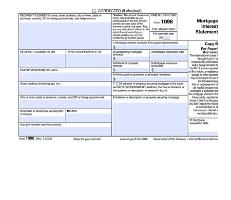 IRS Form 1098. Mortgage Interest Statement | Forms - Docs - 2023