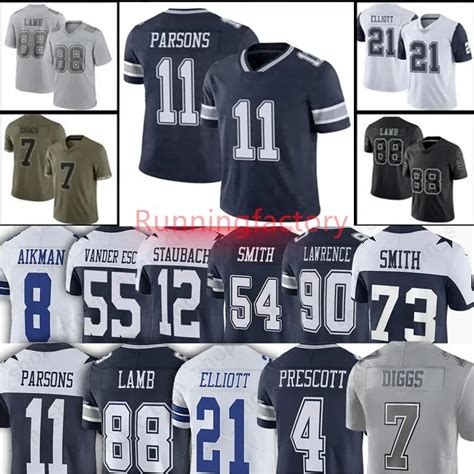 Micah Parsons Football Jersey Dallascowboysmens Ezekiel Elliott Dak ...