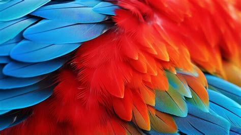 Premium AI Image | Vibrant Red Parrot Feathers CloseUp