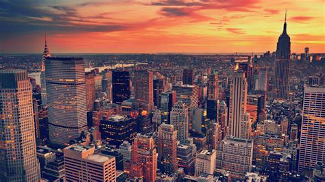 Cityscape, New York City, sunset HD wallpaper | Wallpaper Flare