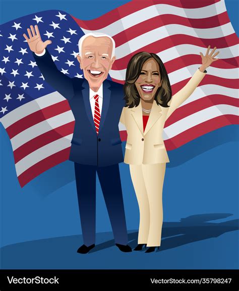 Cartoon drawing joe biden and kamala harris Vector Image