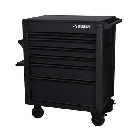 Husky Tool Storage 31 in. W 6-Drawer Black Rolling Tool Cart ...