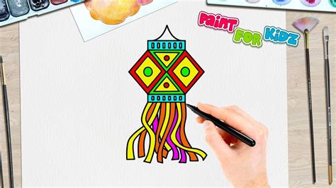 Diwali Lantern Drawing Easy For Kids The original watercolour drawing the lantern size of this ...