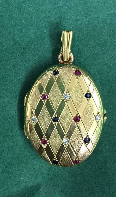 FABULOUS VINTAGE TIFFANY 18K GOLD LOCKET W/ RUBIES/SAPPHIRES AND ...