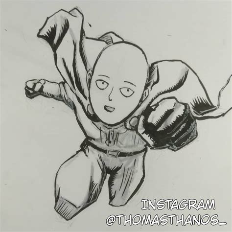 Saitama drawing i did recentrly,his head was easy since he is... : r/OnePunchMan