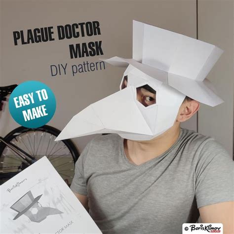 Plague Doctor Mask With Hat DIY 3d Paper Craft, Digital Pattern in .pdf ...