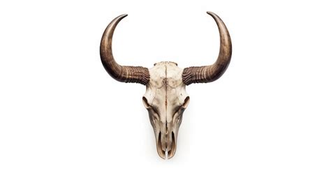 Premium AI Image | A bull skull with horns and horns on a white back