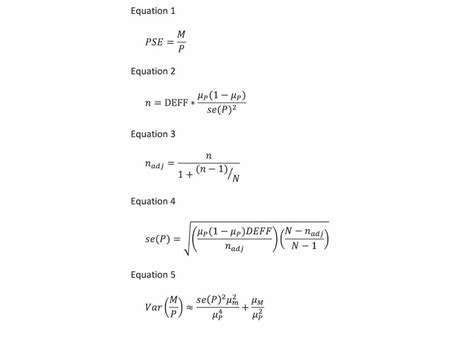 Equations for estimating population size, study sample size, and ...