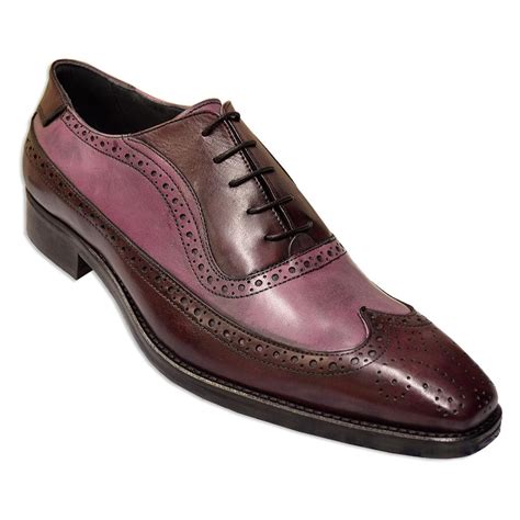 Duca Di Matiste 1499 Bordo / Mauve Genuine Italian Calfskin Leather Shoes With Toe Perforation ...