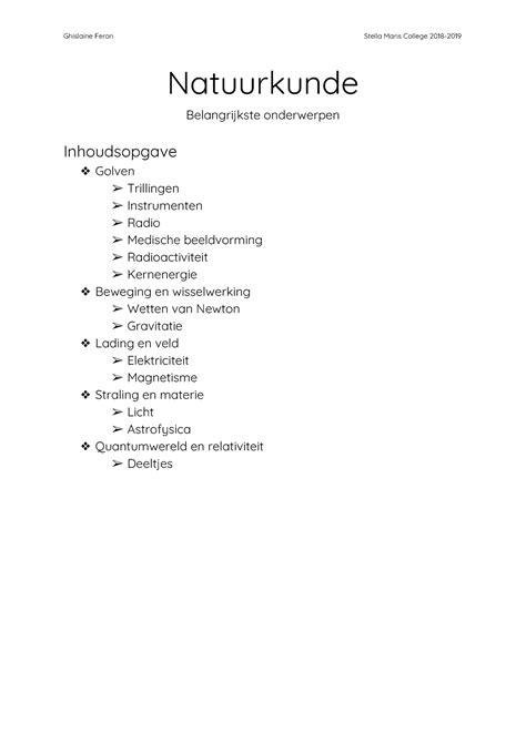 Samenvatting examenstof natuurkunde - Natuurkunde Belangrijkste ...