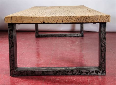 Industrial-Style Teak Wood Coffee Table at 1stDibs