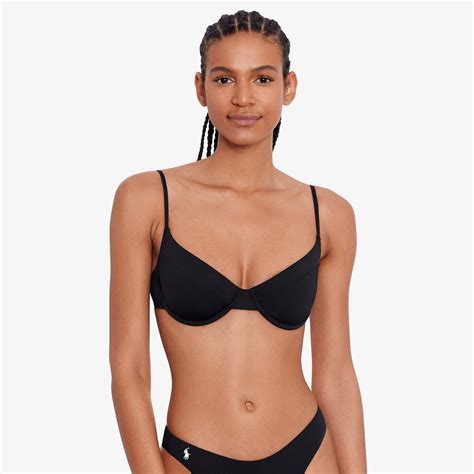Signature solids bikini top, black, Polo Ralph Lauren | La Redoute