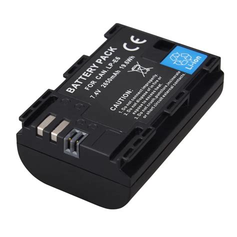 2650mAh 7.2V LP E6 Replacement Camera Battery For Canon EOS 5D Mark II ...