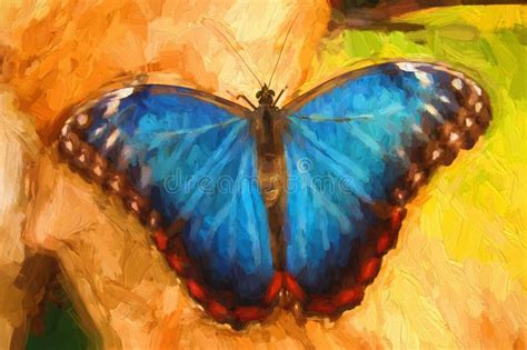 Oil Painting Blue Butterfly Stock Photo - Image of paper, drawing: 66307864