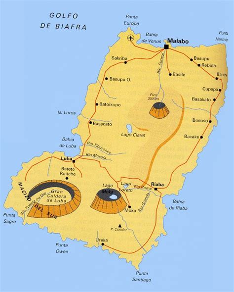 Mapa de la isla de Bioko. | Islands of the world | Pinterest