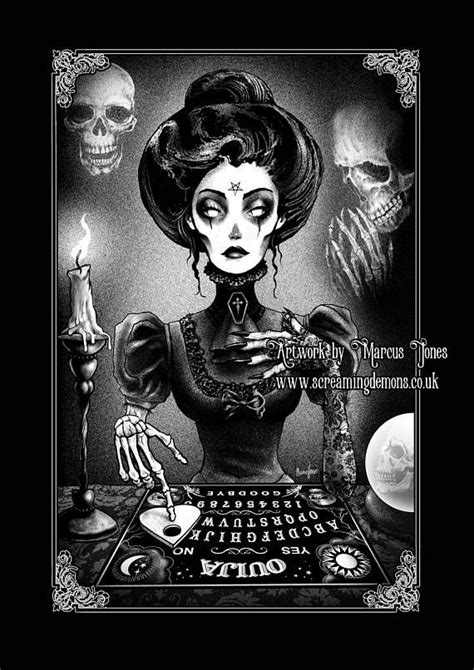 Victoriaanse Gothische kunst Dark Art, zwart-witte kunst, goth, gotische cadeau, ouija bord ...