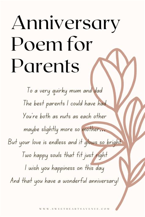 Short and Lovely Anniversary Poem for Parents