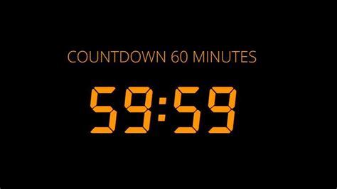 Countdown 60 Minutes / 1 Hour Timer / 60 Minutes Timer - YouTube | Countdown hours, Digital ...