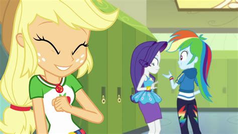 Image - Applejack laughing near Rarity and Rainbow EGDS4.png | My Little Pony Friendship is ...