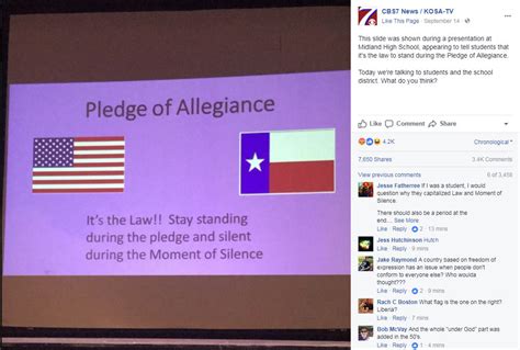 West Texas students told "It's the law" to stand during the Pledge of ...