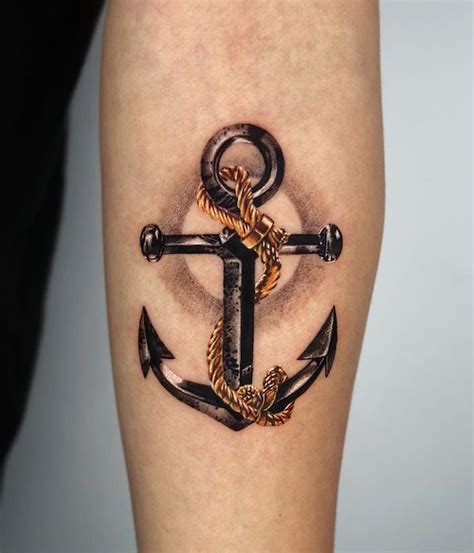 Simple Anchor With Rope Tattoo