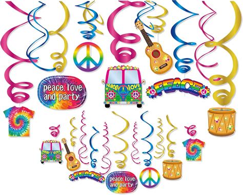 Amazon.com: Kristin Paradise 30Ct Hippie Hanging Swirl Decorations, 60's 70's Groovy Party ...