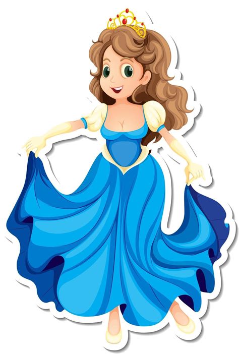 Beautiful princess cartoon character sticker 2860765 Vector Art at Vecteezy