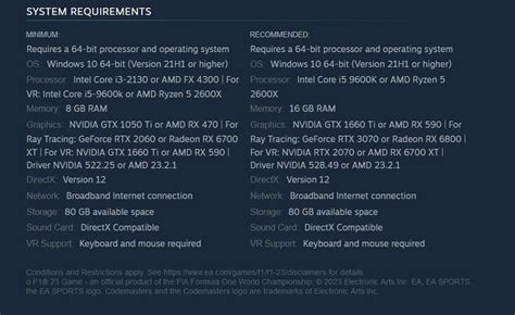 F1 23 PC Requirements Revealed, Requires 80 GB Installation Space