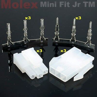 3-Pin Connector - (3 Complete Set) Molex Wire . with Pins - Molex Mini ...