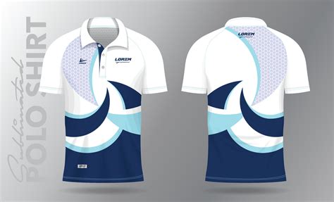 Sublimation blue Polo Shirt mockup template design for badminton jersey, tennis, soccer ...