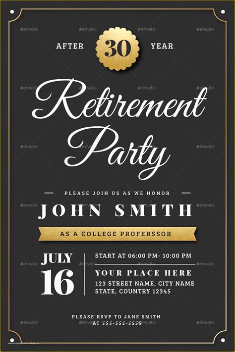 Free Retirement Invitation Template Of Gold Retirement Invitation Flyer Templates by Vector ...