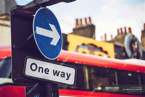 One way road sign at the street of Camden Town, London — traffic ...