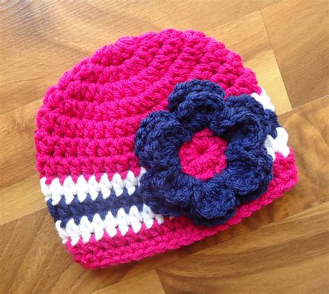 Crocheted Baby Girl Hat with Flower Baby Shower Gift Dark | Etsy