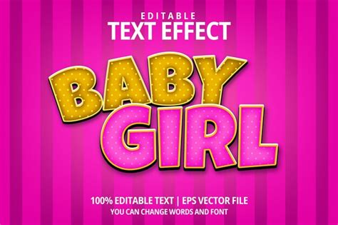 Premium Vector | Baby girl editable text style effect