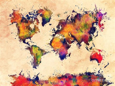 World map watercolor 3 Painting by Justyna Jaszke JBJart | Fine Art America