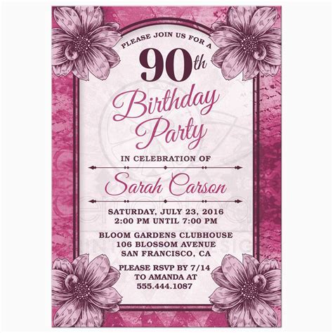 90Th Birthday Invitations Templates Free