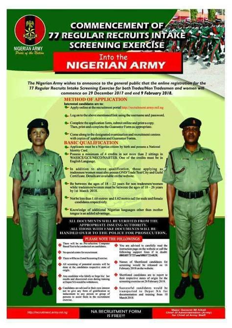 Nigeria Army Recruitment 2018 now Open , Details for Registration here ...