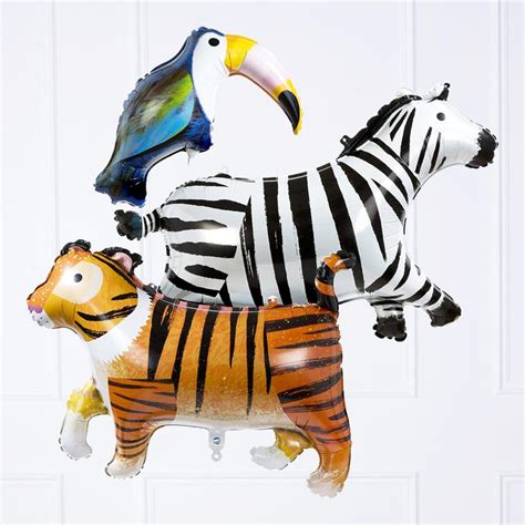 Foil Supershape Jungle Animal Party Balloons (x3) | Jungle Party Decorations | Party Supplies ...