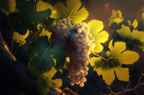 Premium AI Image | Muscat grapes in the vineyard shine