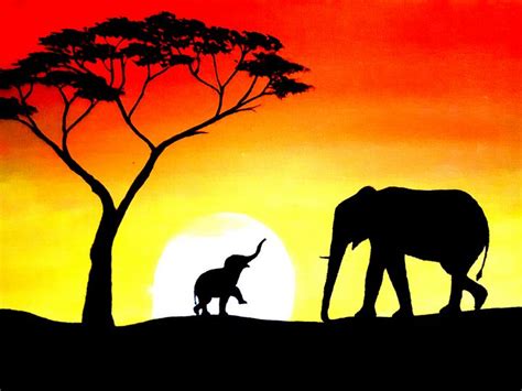 Mother and baby elephant - SL Art Gallery - Paintings & Prints, Animals ...