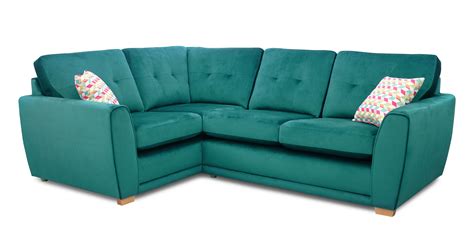 Kian Velvet Right Hand Facing 2 Seater Corner Sofa | DFS