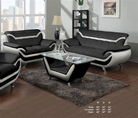 Beautiful Gorgeous Comfort Classic White Black Bonded Leather Sofa And Loveseat 2pc Sofa Set ...