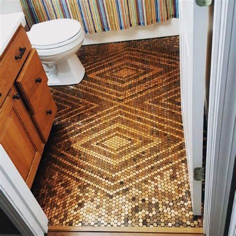 Top 60 Best Penny Floor Design Ideas - Copper Coin Flooring