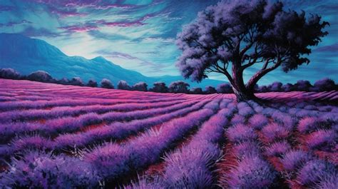 Premium AI Image | Lavender field at sunset