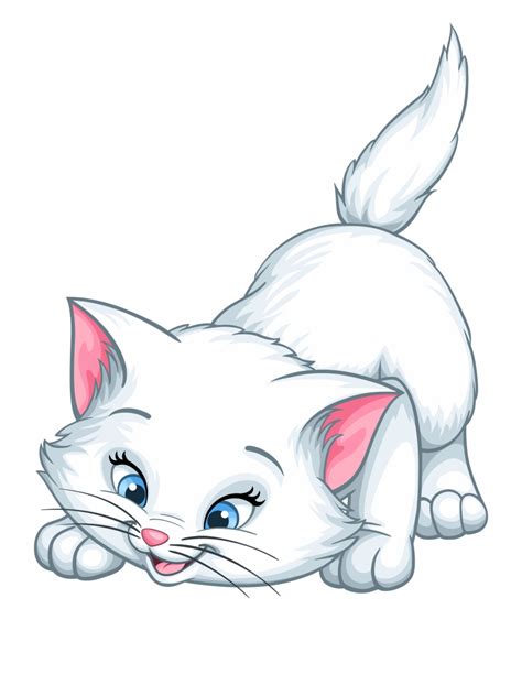 White Kitten Cartoon Png Clip Art Image Cute - Clip Art Library