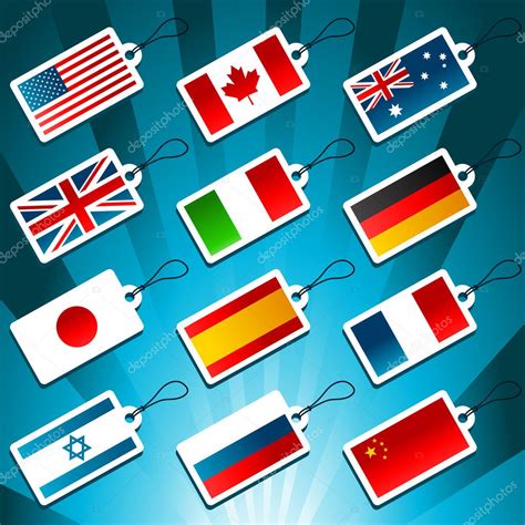 Tags Representing World Flags — Stock Vector © Mictoon #8145331